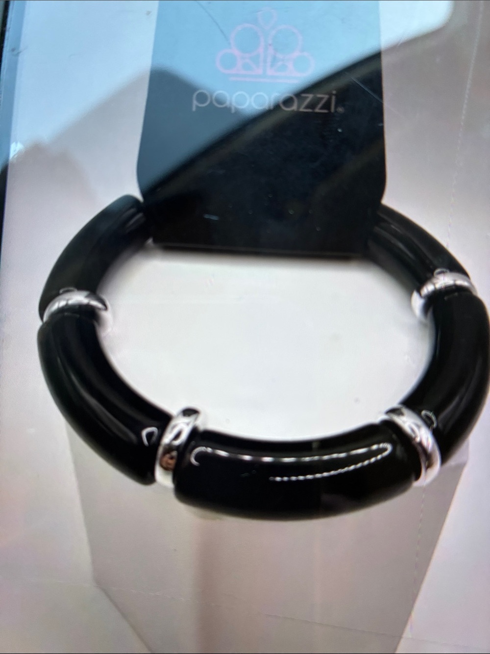 paparazzi Black Bracelet with Silver Accents